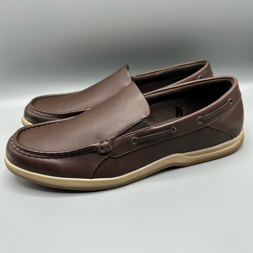 St Johns Bay Faux Leather Memory Foam Loafers Mens Size 13 Brown